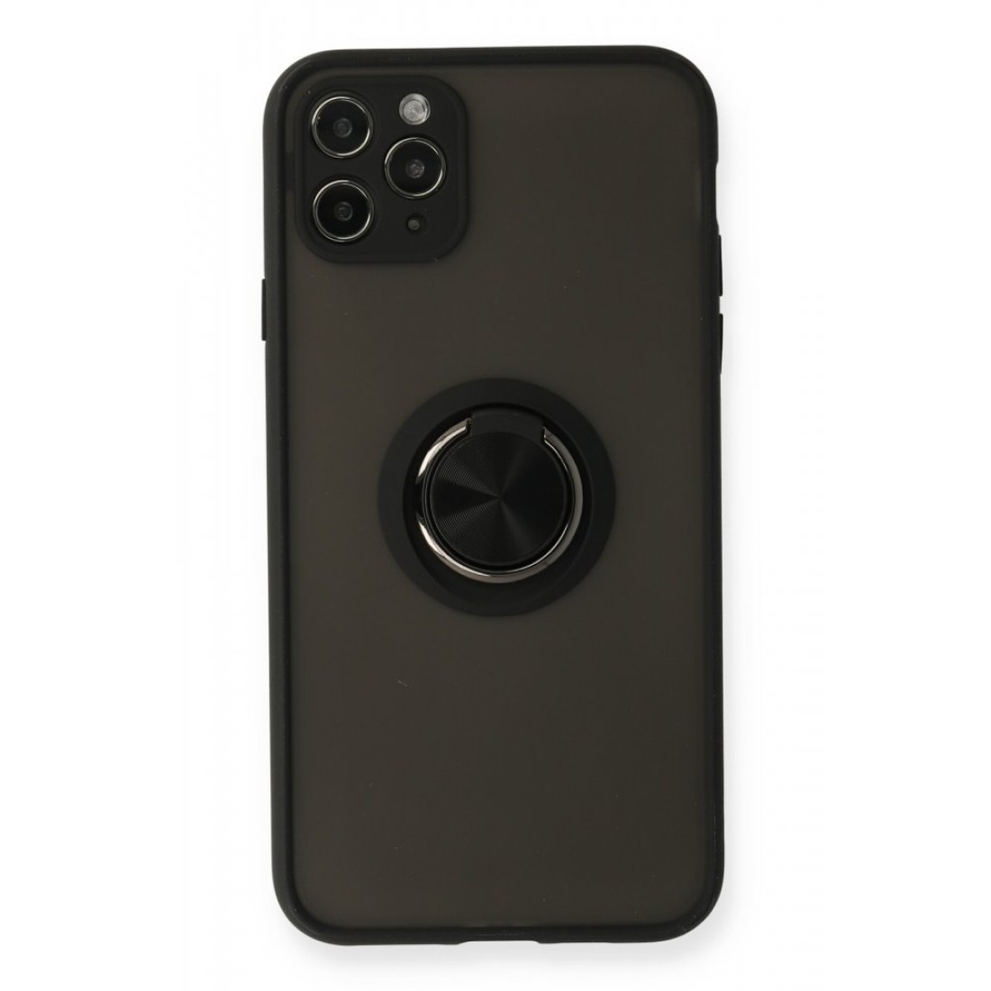  iPhone 11 Pro Kılıf Montreal Yüzüklü Silikon Kapak - Siyah