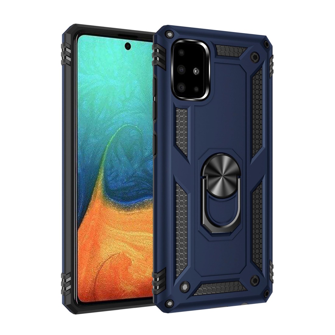  Samsung Galaxy A71 Kılıf Sofya Yüzüklü Silikon Kapak - Lacivert
