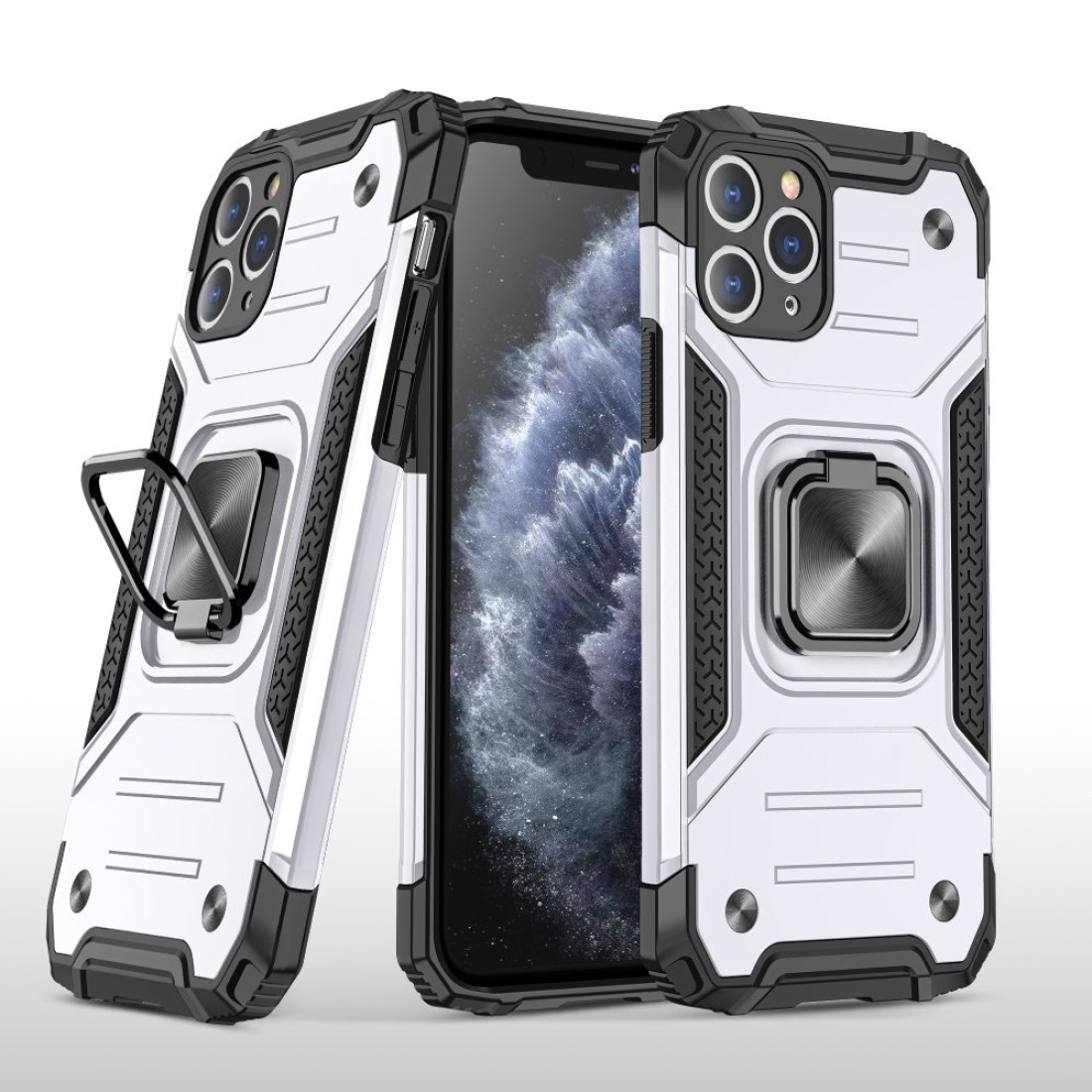  iPhone 11 Pro Kılıf Zegna Yüzüklü Silikon Kapak - Gümüş