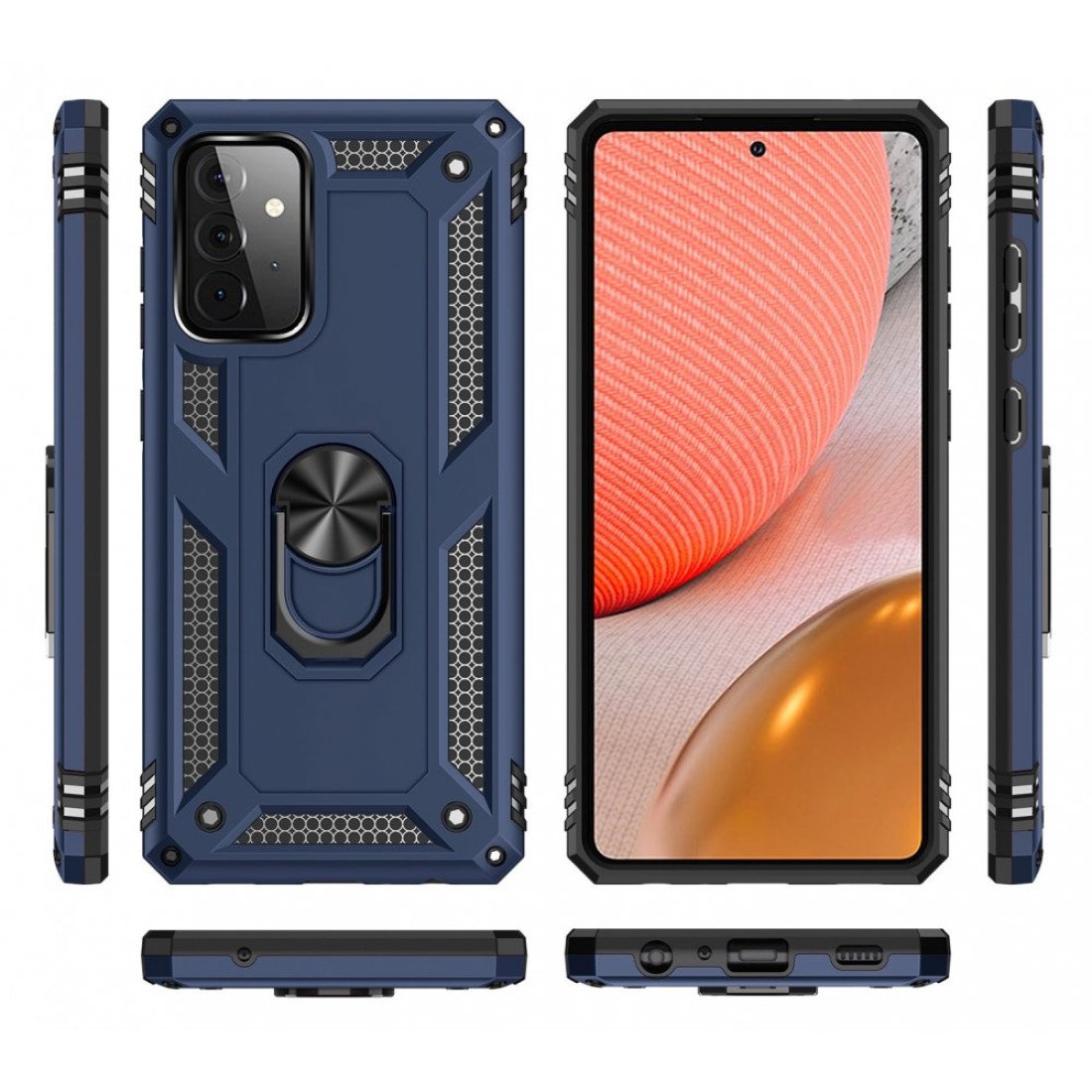  Samsung Galaxy A72 Kılıf Sofya Yüzüklü Silikon Kapak - Lacivert