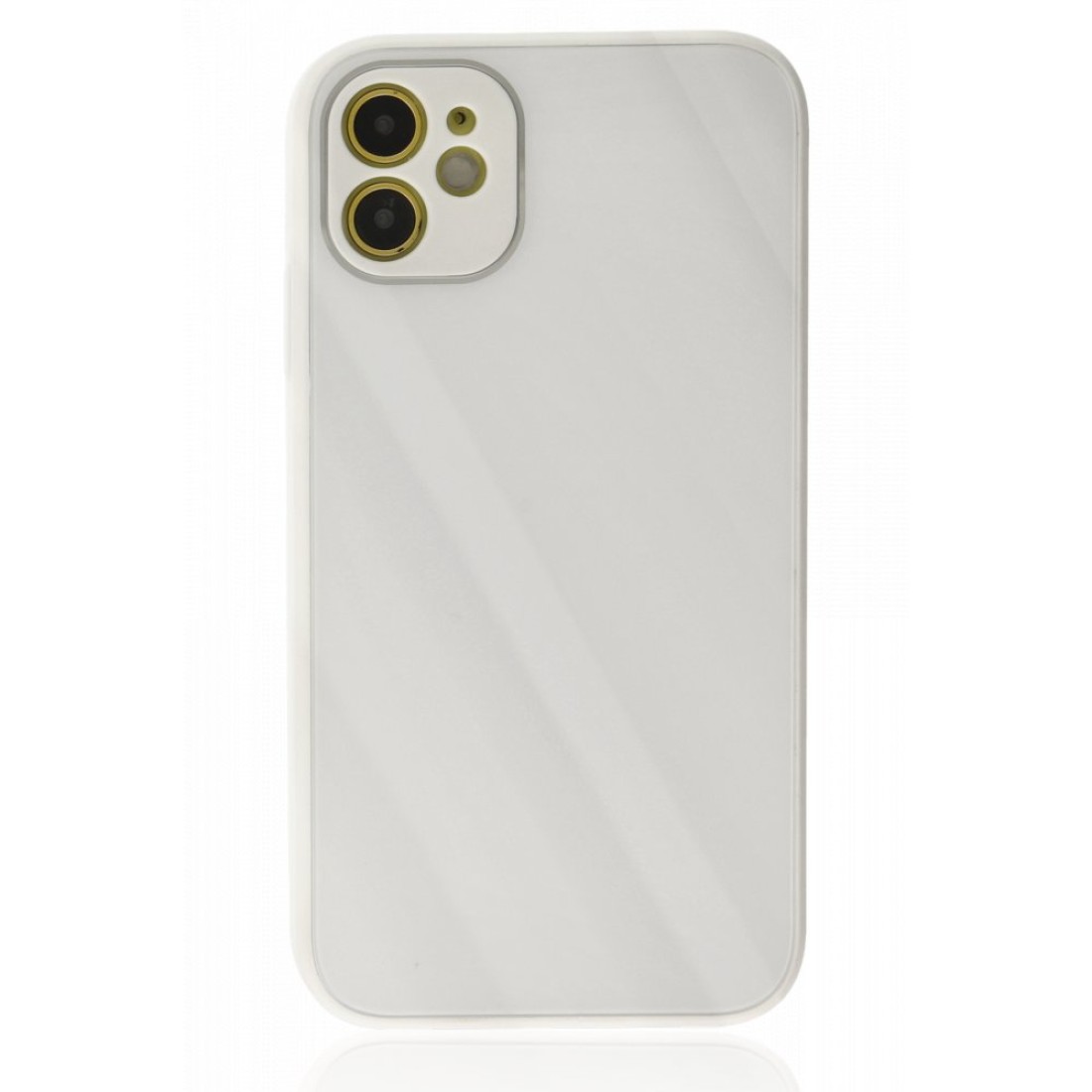  iPhone 12 Kılıf Glass Kapak - Beyaz