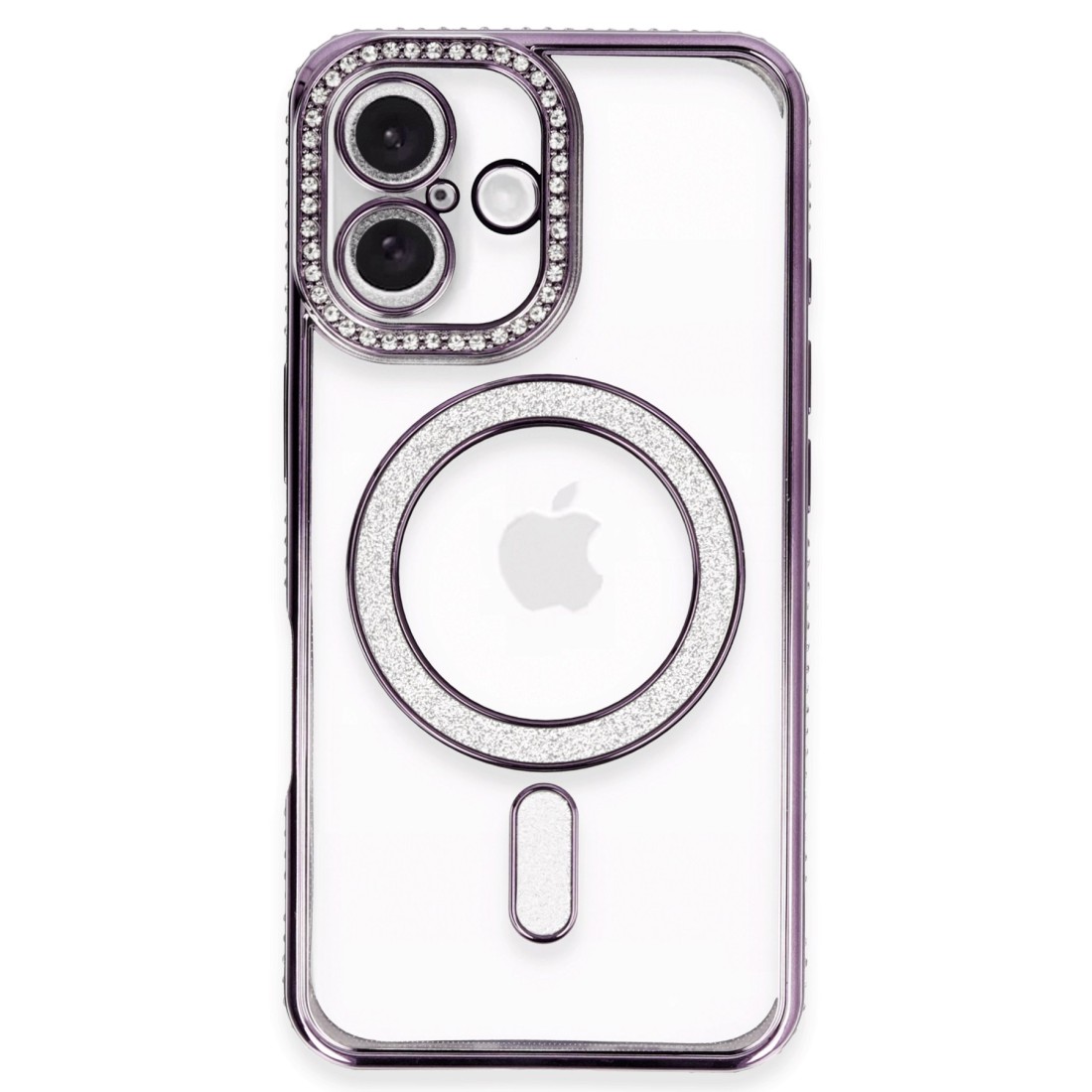  iPhone 16 Plus Kılıf Joke Simli Magneticsafe Kılıf - Derin Mor