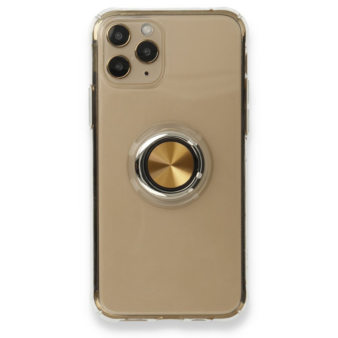  iPhone 11 Pro Kılıf Gros Yüzüklü Silikon - Gold