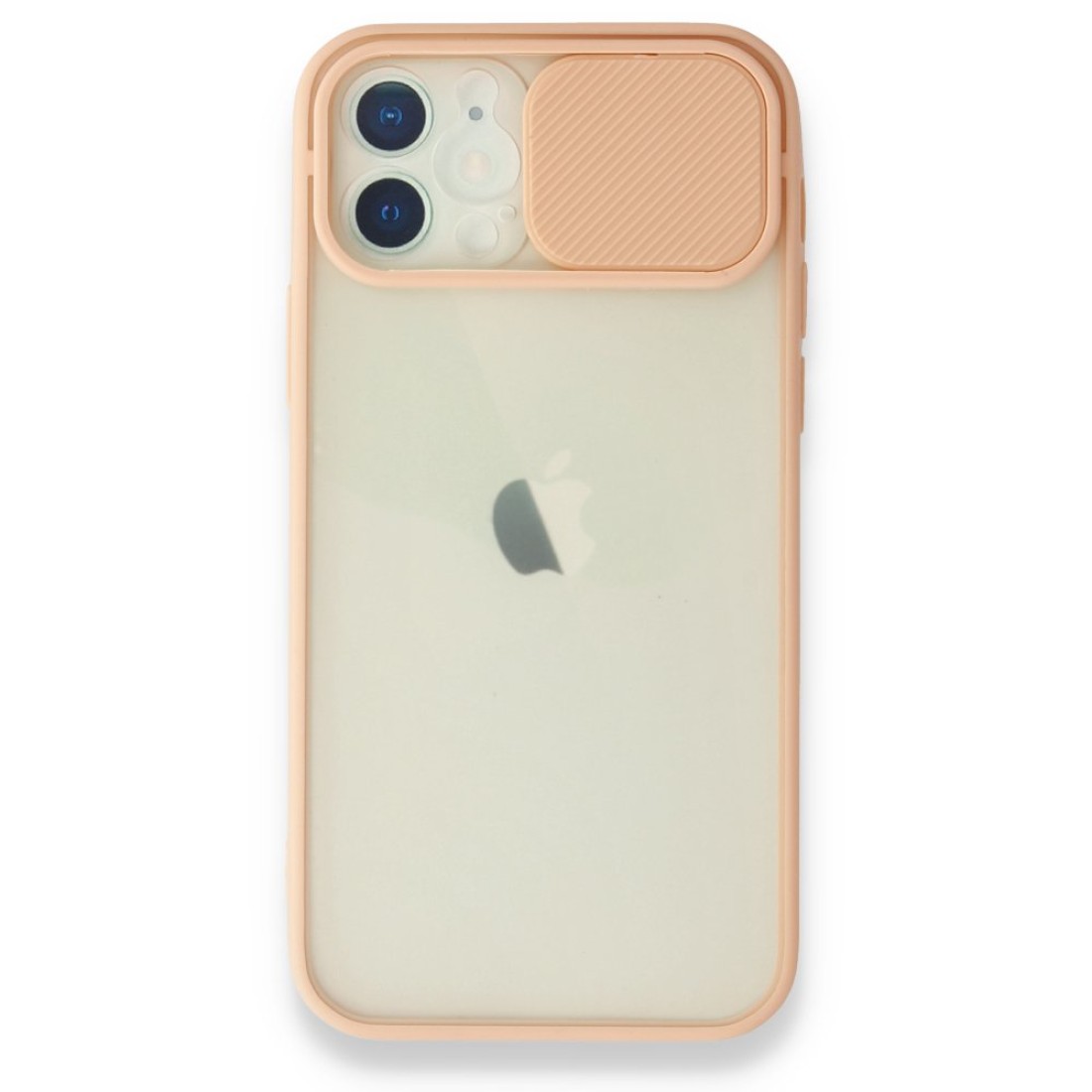  iPhone 12 Kılıf Palm Buzlu Kamera Sürgülü Silikon - Pembe