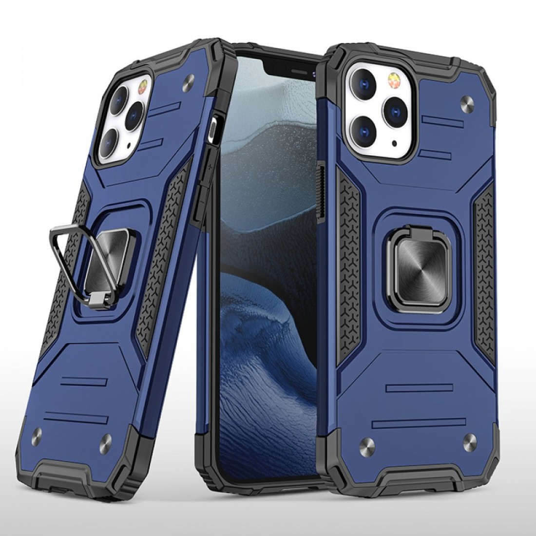  iPhone 13 Pro Max Kılıf Zegna Yüzüklü Silikon Kapak - Mavi