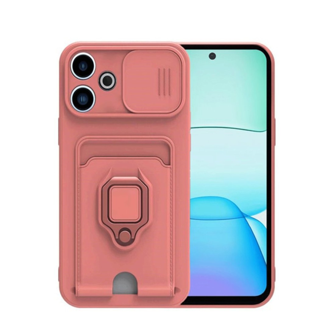  Xiaomi Redmi 13 4G Kılıf Zuma Kartvizitli Yüzüklü Silikon - Pembe