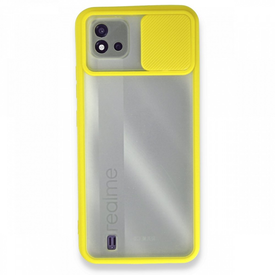  Realme C11 2021 Kılıf Palm Buzlu Kamera Sürgülü Silikon - Sarı