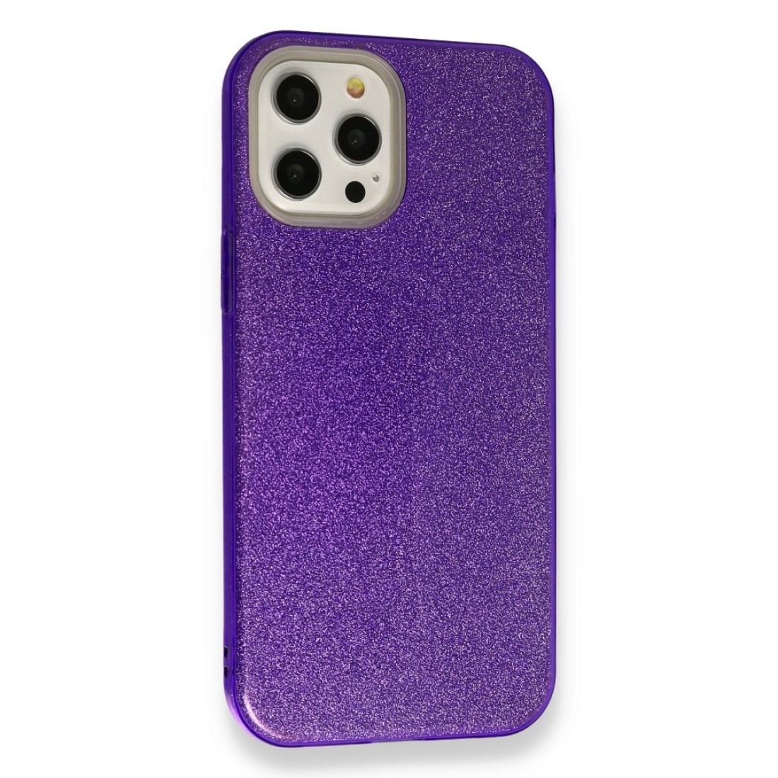iPhone 12 Pro Kılıf Simli Katmanlı Silikon - Mor iPhone 12 Pro Kılıf Simli Katmanlı Silikon - Mor