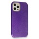 iPhone 12 Pro Kılıf Simli Katmanlı Silikon - Mor iPhone 12 Pro Kılıf Simli Katmanlı Silikon - Mor