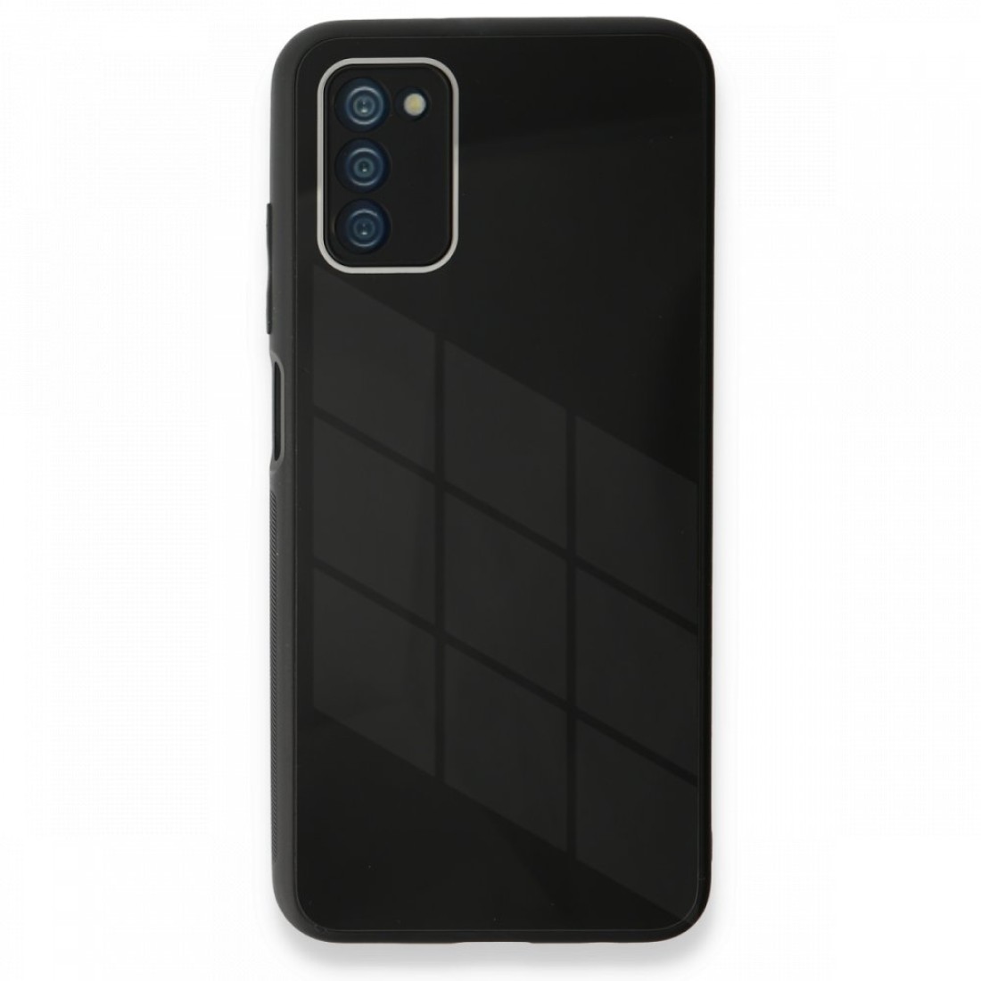  Samsung Galaxy A03S Kılıf Glass Kapak - Siyah