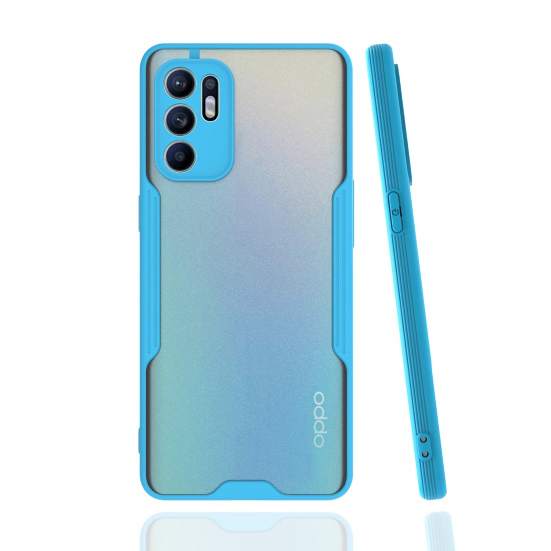 Oppo Reno 6 Kılıf Platin Silikon - Mavi Oppo Reno 6 Kılıf Platin Silikon - Mavi