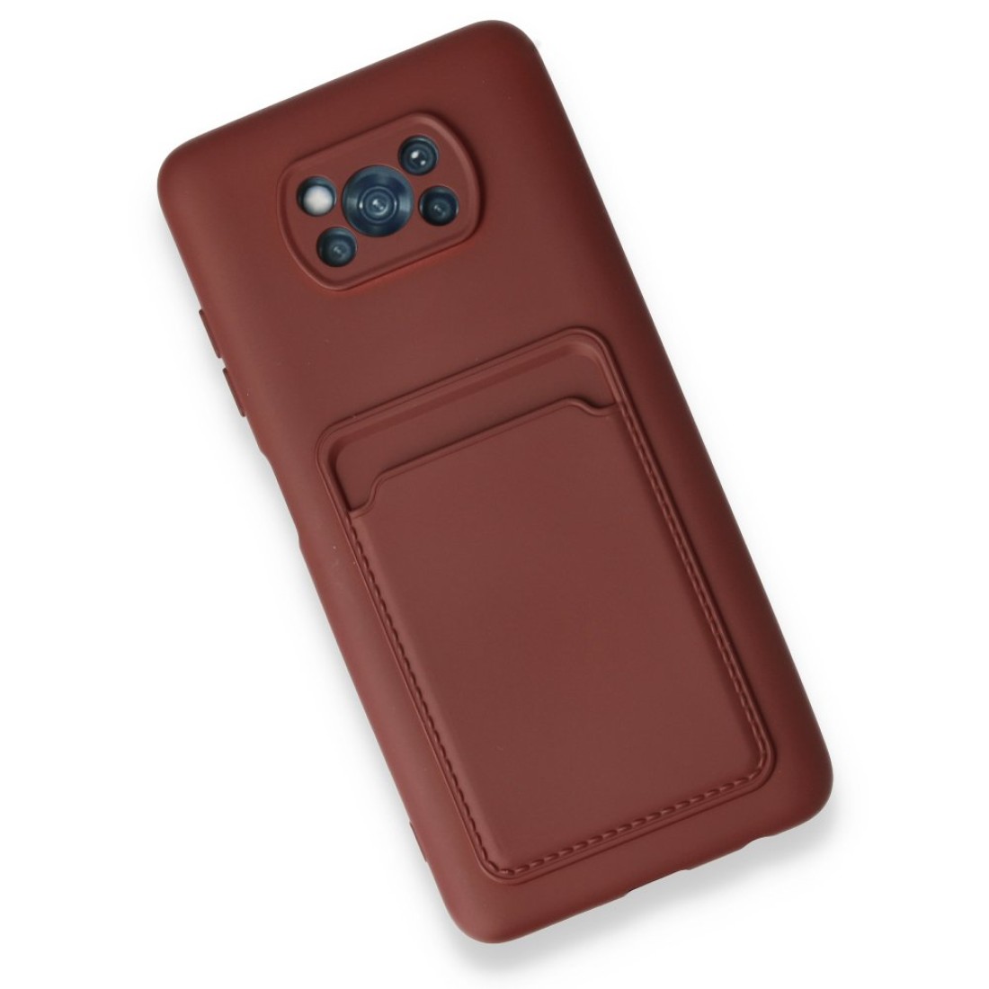  Xiaomi Pocophone X3 Kılıf Kelvin Kartvizitli Silikon - Bordo
