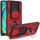  Xiaomi Redmi Note 9S Kılıf Pars Lens Yüzüklü Silikon - Kırmızı