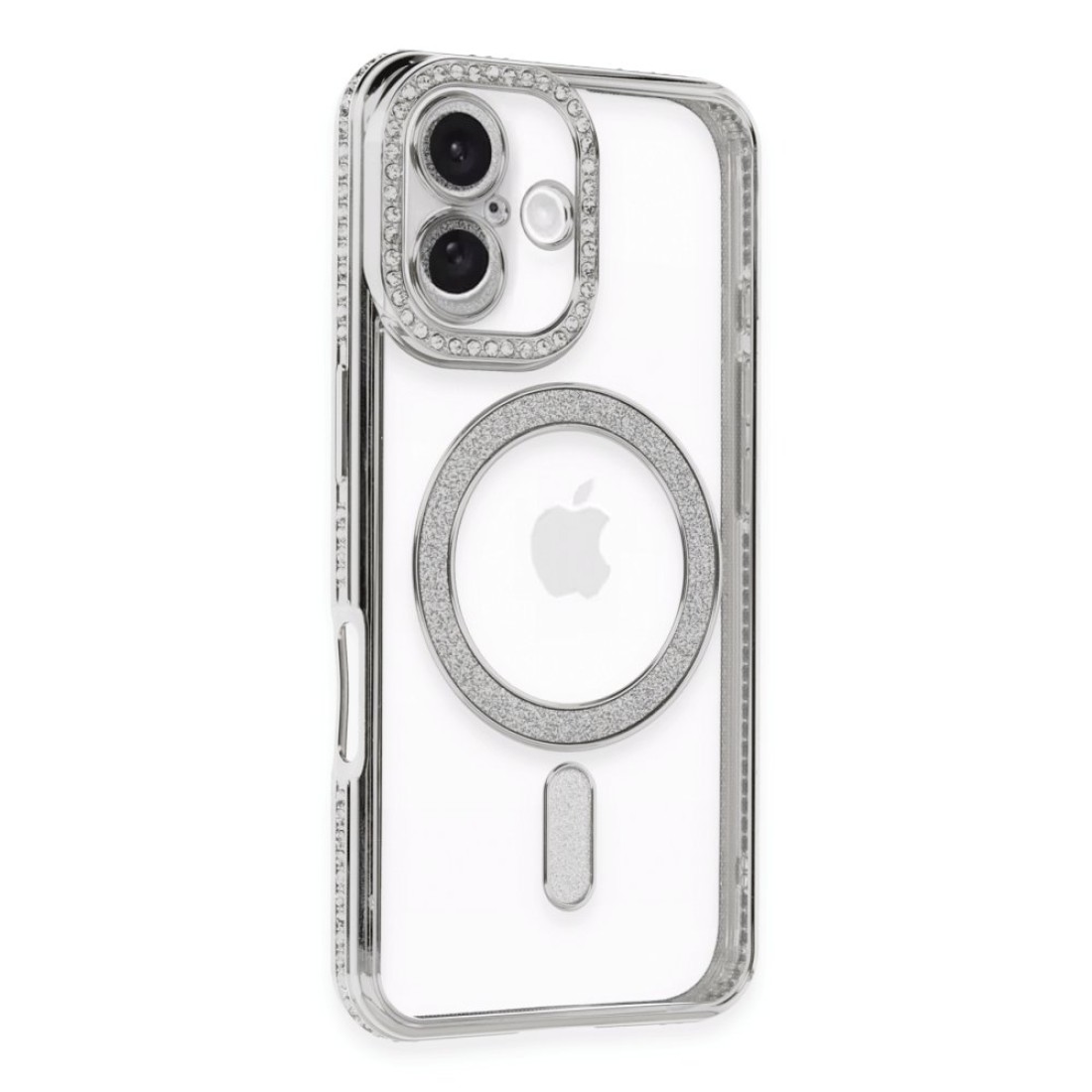  iPhone 16 Kılıf Joke Simli Magneticsafe Kılıf - Gümüş