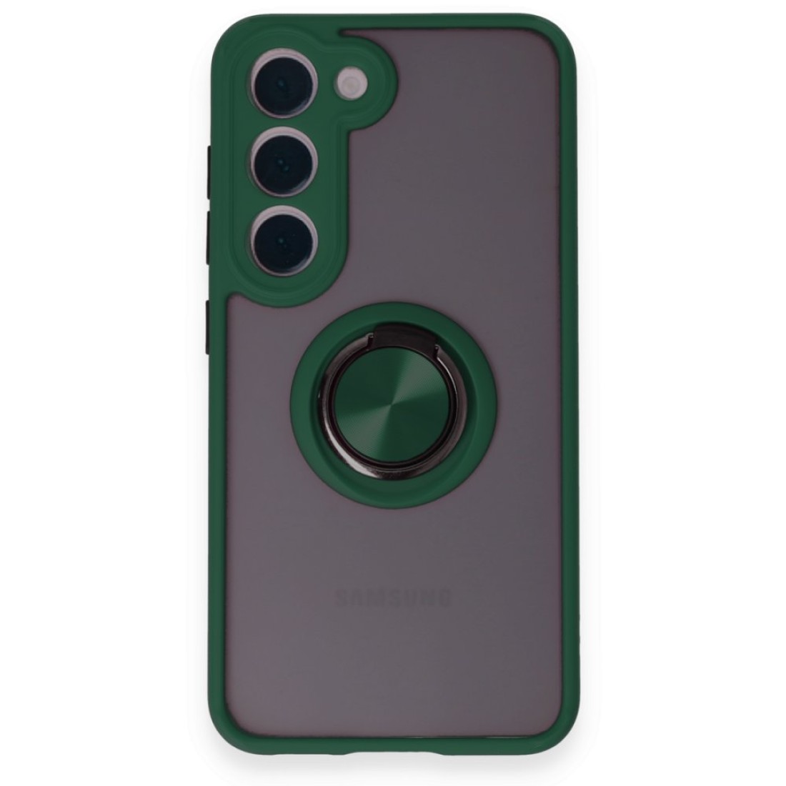  Samsung Galaxy S23 Kılıf Montreal Yüzüklü Silikon Kapak - Yeşil