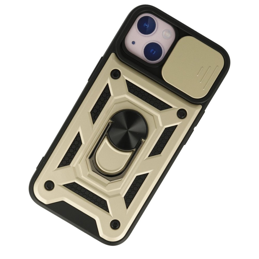 iPhone 15 Kılıf Pars Lens Yüzüklü Silikon - Gold