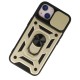  iPhone 15 Kılıf Pars Lens Yüzüklü Silikon - Gold