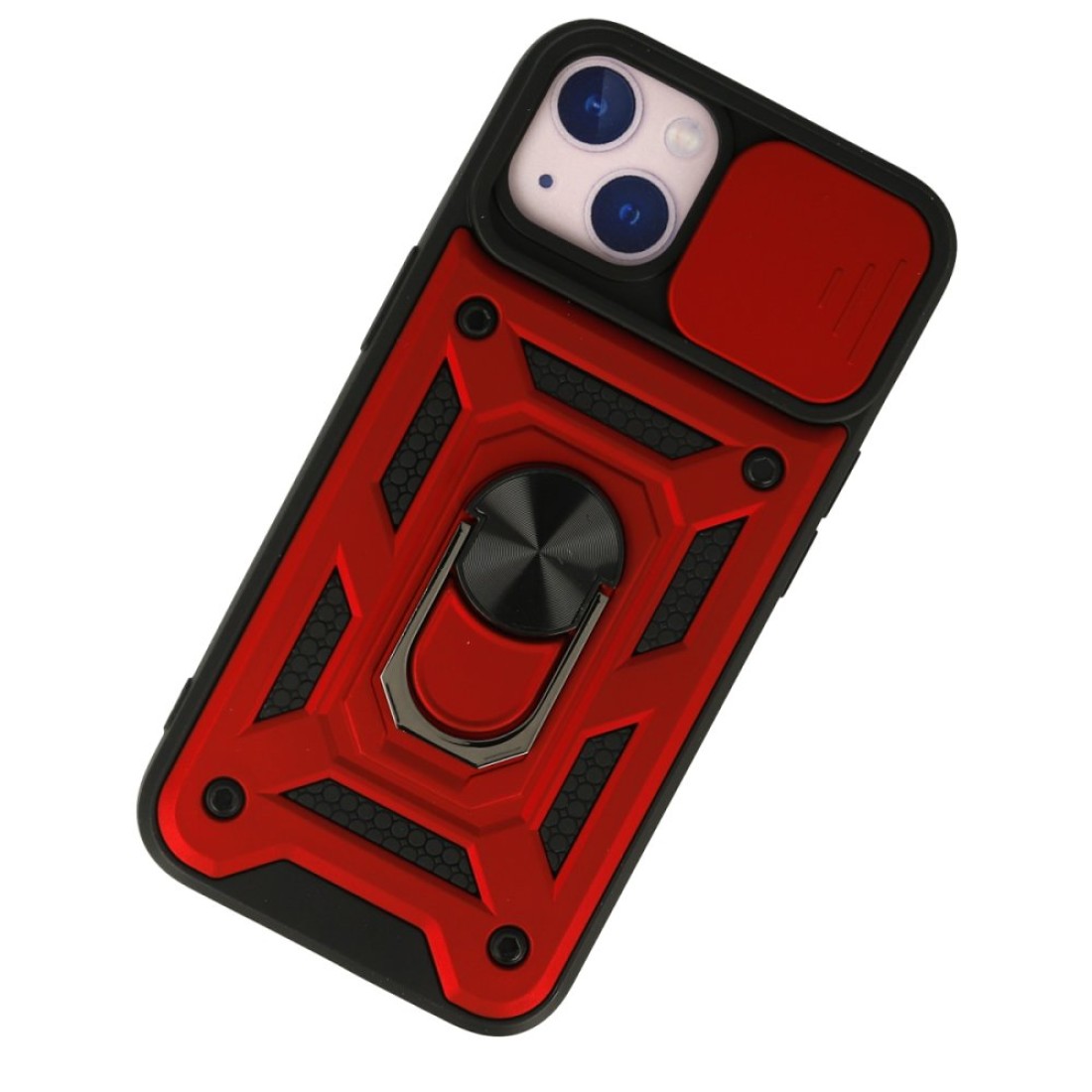  iPhone 15 Kılıf Pars Lens Yüzüklü Silikon - Kırmızı
