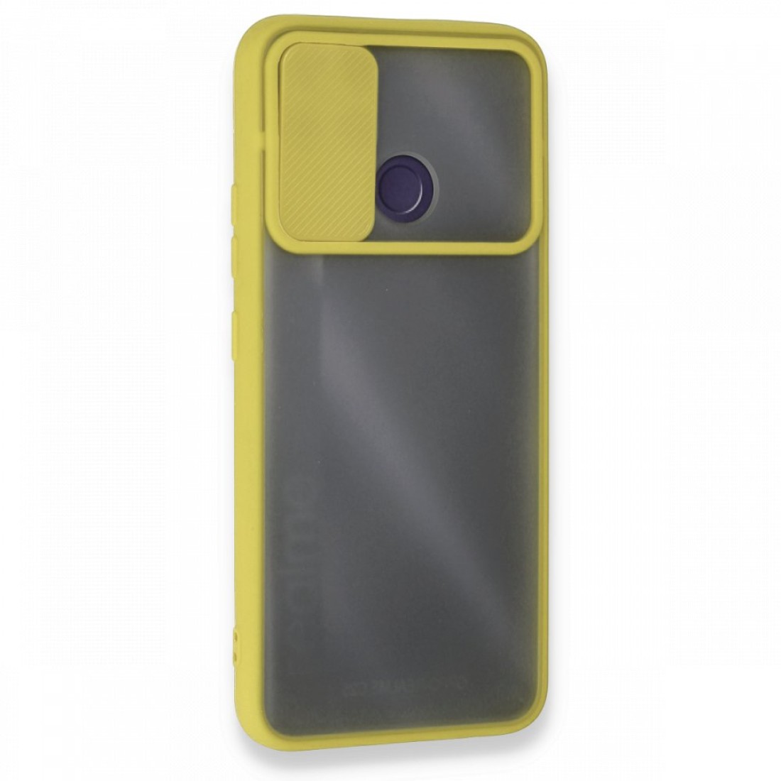  Realme C25 Kılıf Palm Buzlu Kamera Sürgülü Silikon - Sarı