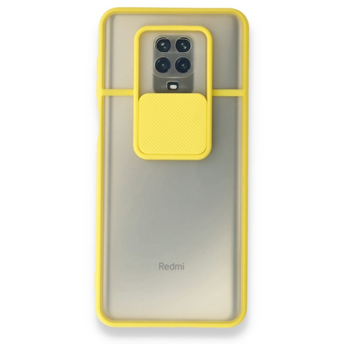  Xiaomi Redmi Note 9S Kılıf Palm Buzlu Kamera Sürgülü Silikon - Sarı