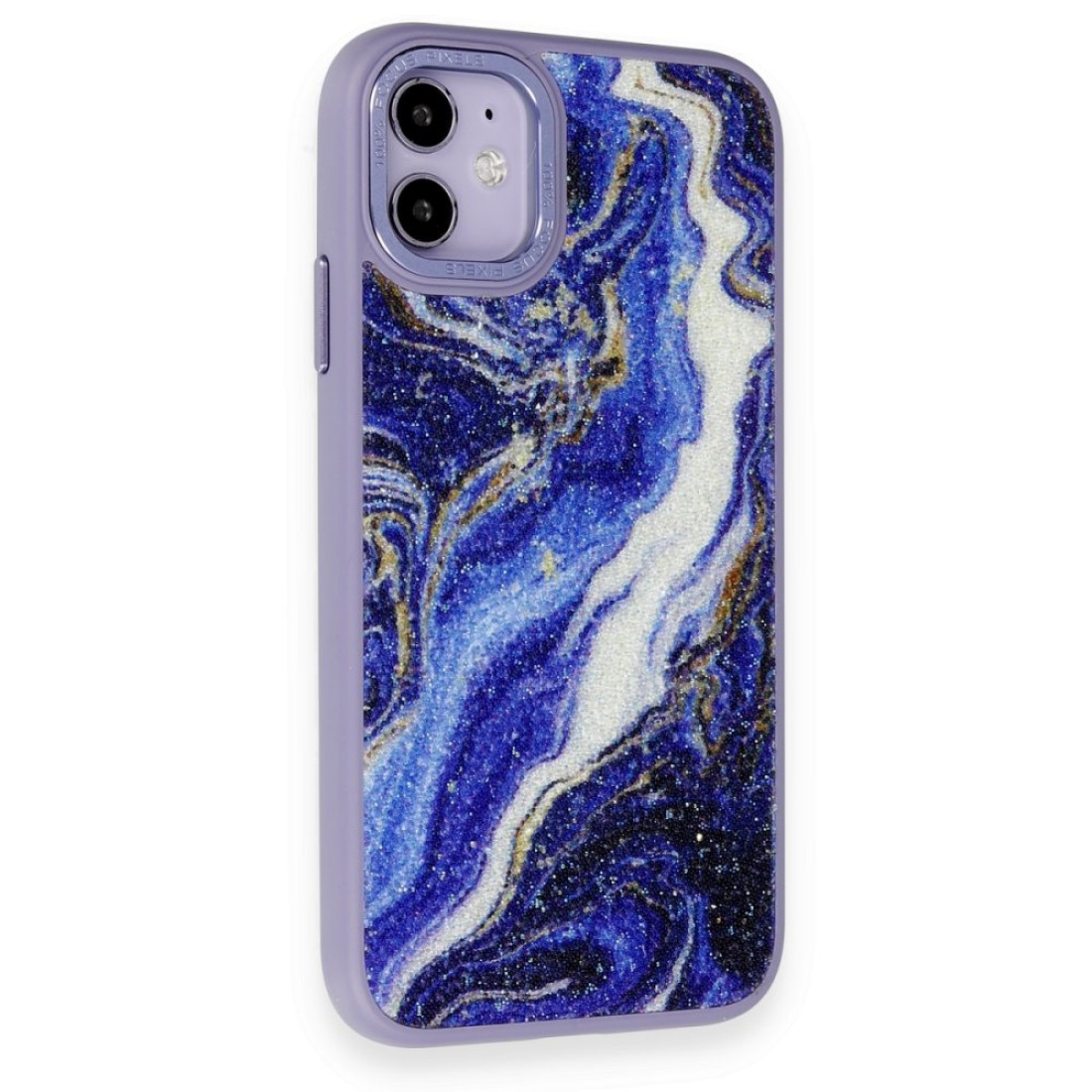 iPhone 12 Kılıf Moda Simli Kapak - Mavi iPhone 12 Kılıf Moda Simli Kapak - Mavi