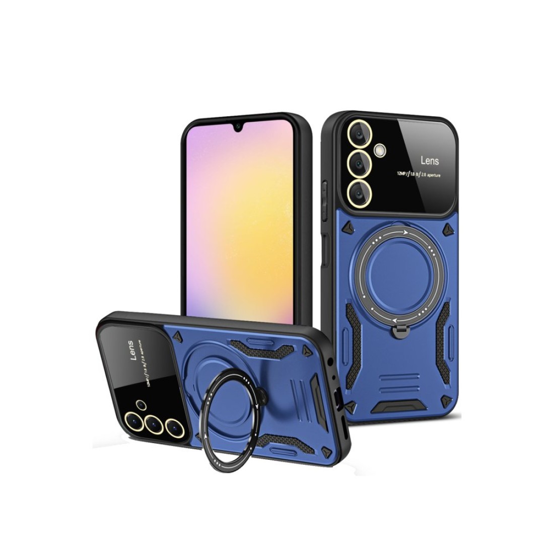  Samsung Galaxy A15 4G Kılıf Joy Lens Standlı Kapak - Lacivert