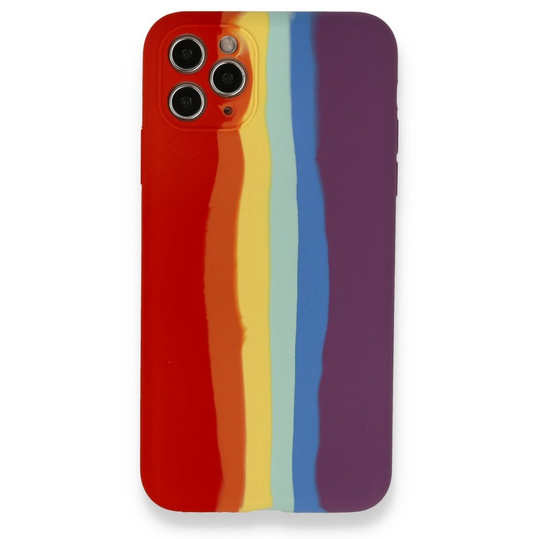  iPhone 11 Pro Kılıf Ebruli Lansman Silikon - Kırmızı-Mor