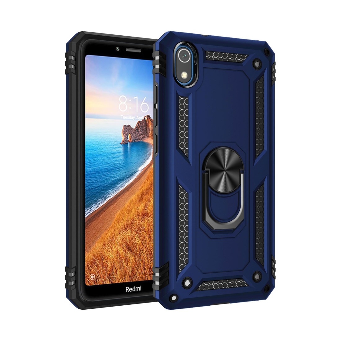  Xiaomi Redmi 7A Kılıf Sofya Yüzüklü Silikon Kapak - Lacivert