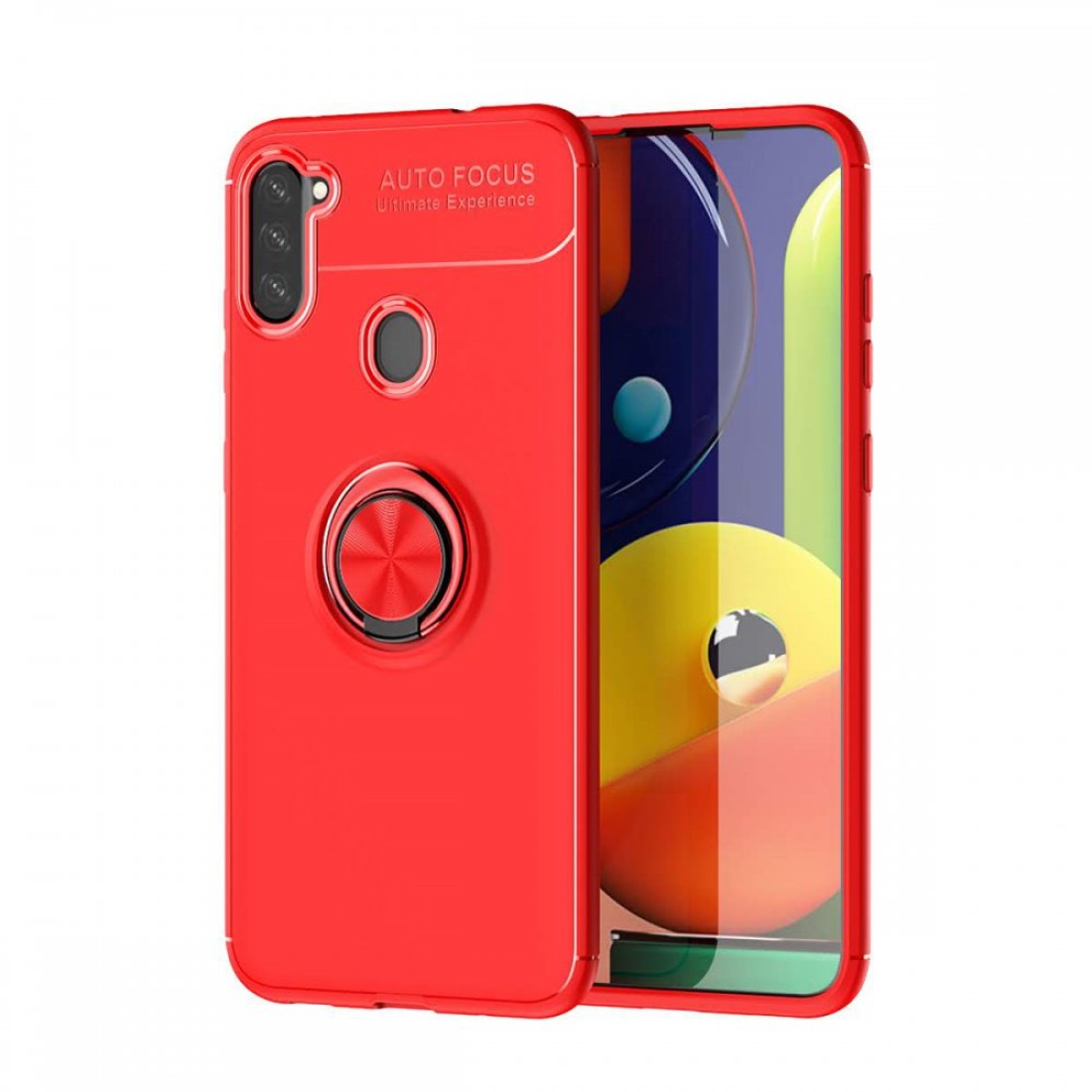  Samsung Galaxy M11 Kılıf Range Yüzüklü Silikon - Kırmızı