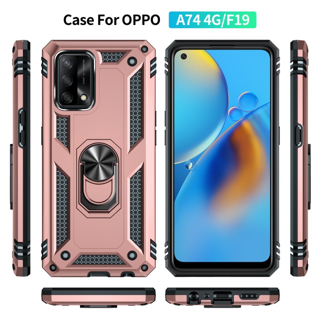 Oppo A74 4G Kılıf Sofya Yüzüklü Silikon Kapak - Rose Oppo A74 4G Kılıf Sofya Yüzüklü Silikon Kapak - Rose