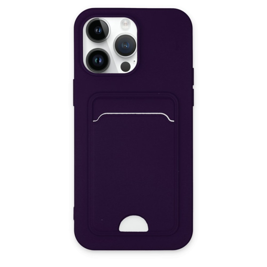  iPhone 14 Pro Max Kılıf Kelvin Kartvizitli Silikon - Derin Mor