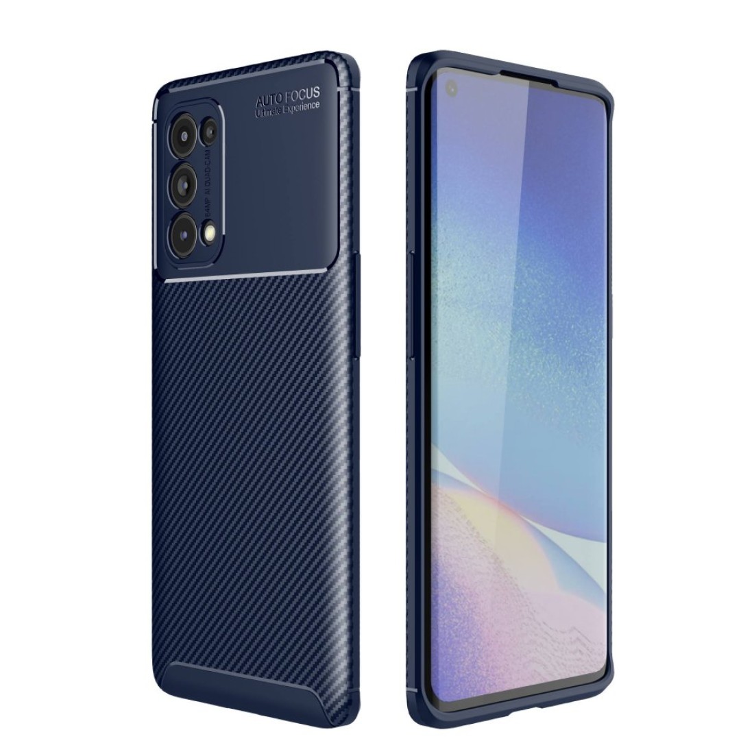  Oppo Reno 5 Pro Kılıf Auto Focus Karbon Kapak - Lacivert