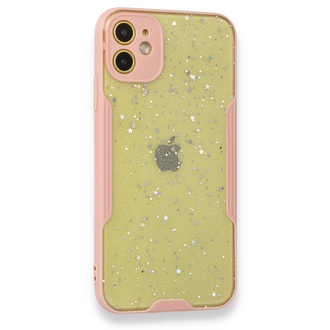 iPhone 12 Kılıf Platin Simli Silikon - Pembe iPhone 12 Kılıf Platin Simli Silikon - Pembe