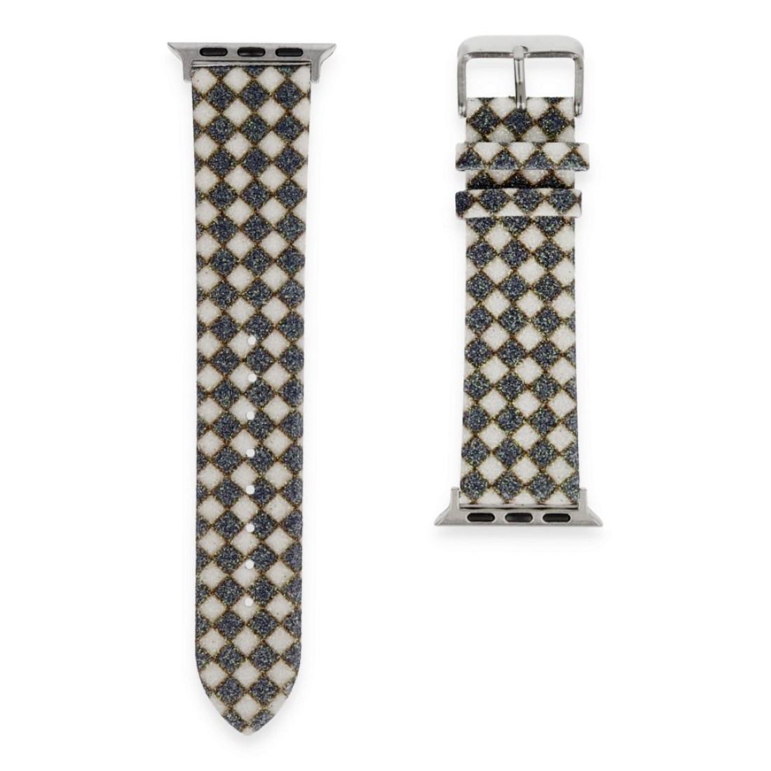  Apple Watch 38mm Karo Motif Kordon - Siyah