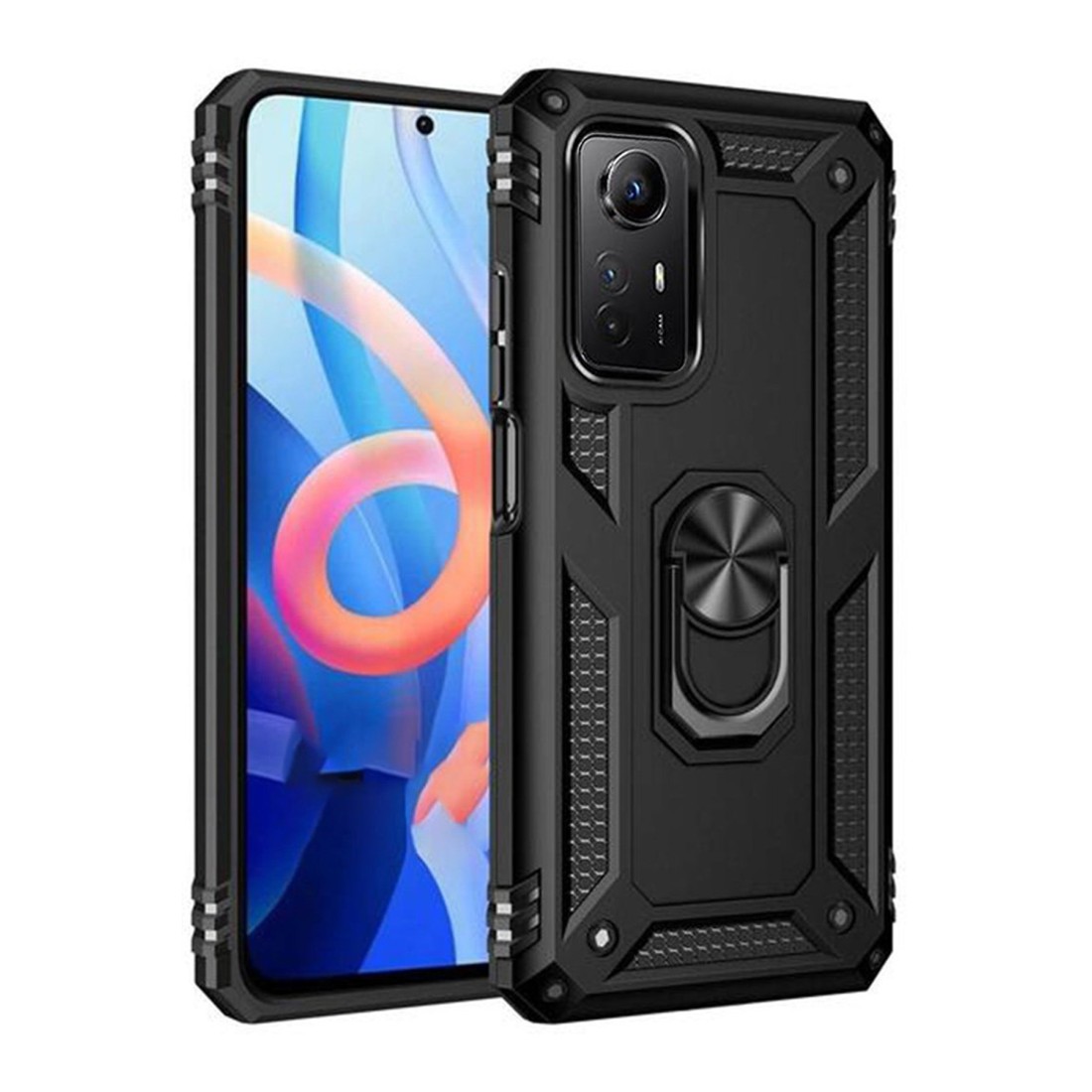  Xiaomi Redmi Note 12S Kılıf Sofya Yüzüklü Silikon Kapak - Siyah