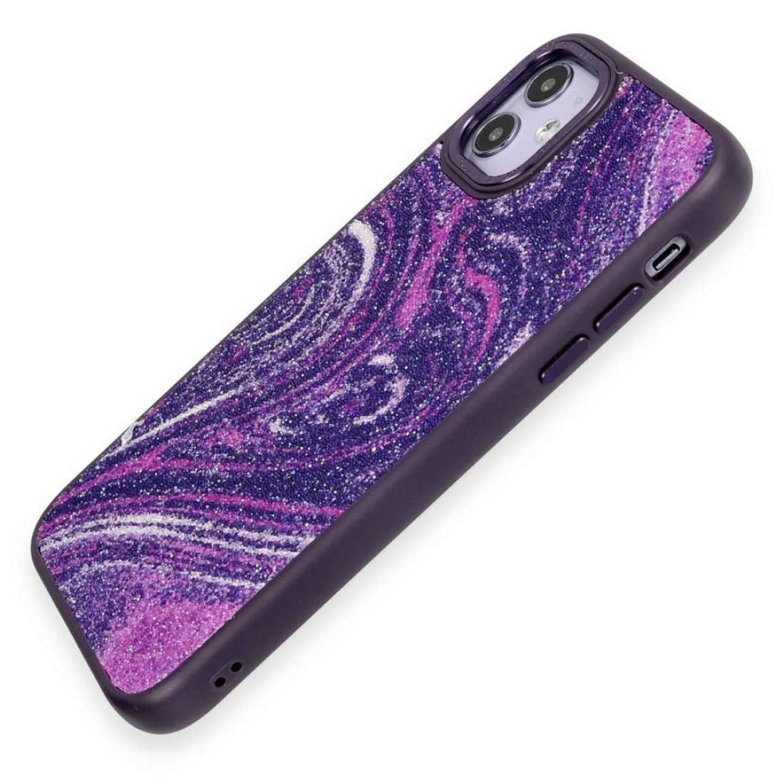 iPhone 12 Kılıf Moda Simli Kapak - Derin Mor iPhone 12 Kılıf Moda Simli Kapak - Derin Mor