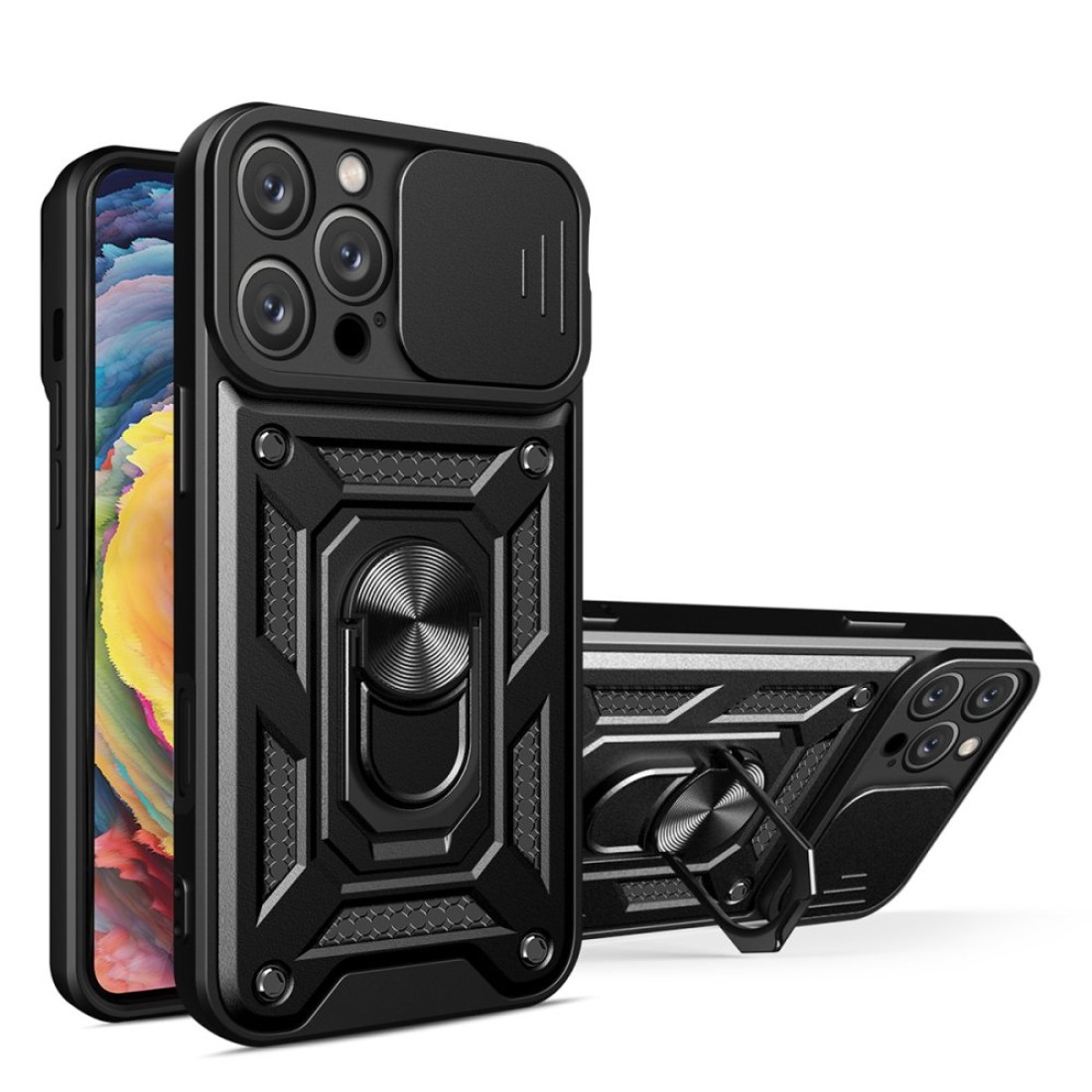  iPhone 16 Pro Max Kılıf Pars Lens Yüzüklü Silikon - Siyah