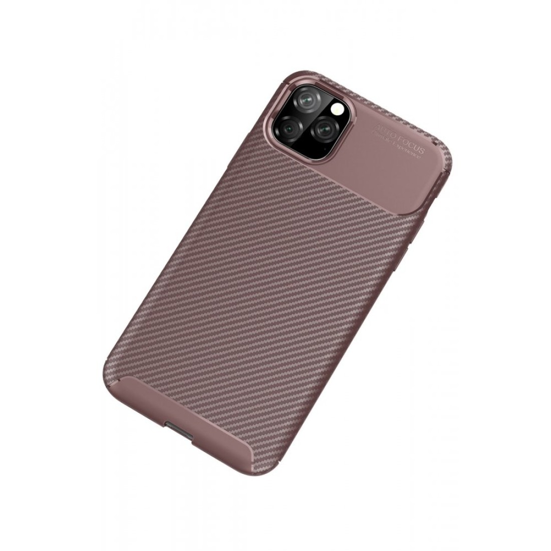  iPhone 11 Pro Kılıf Auto Focus Karbon Kapak - Kahverengi