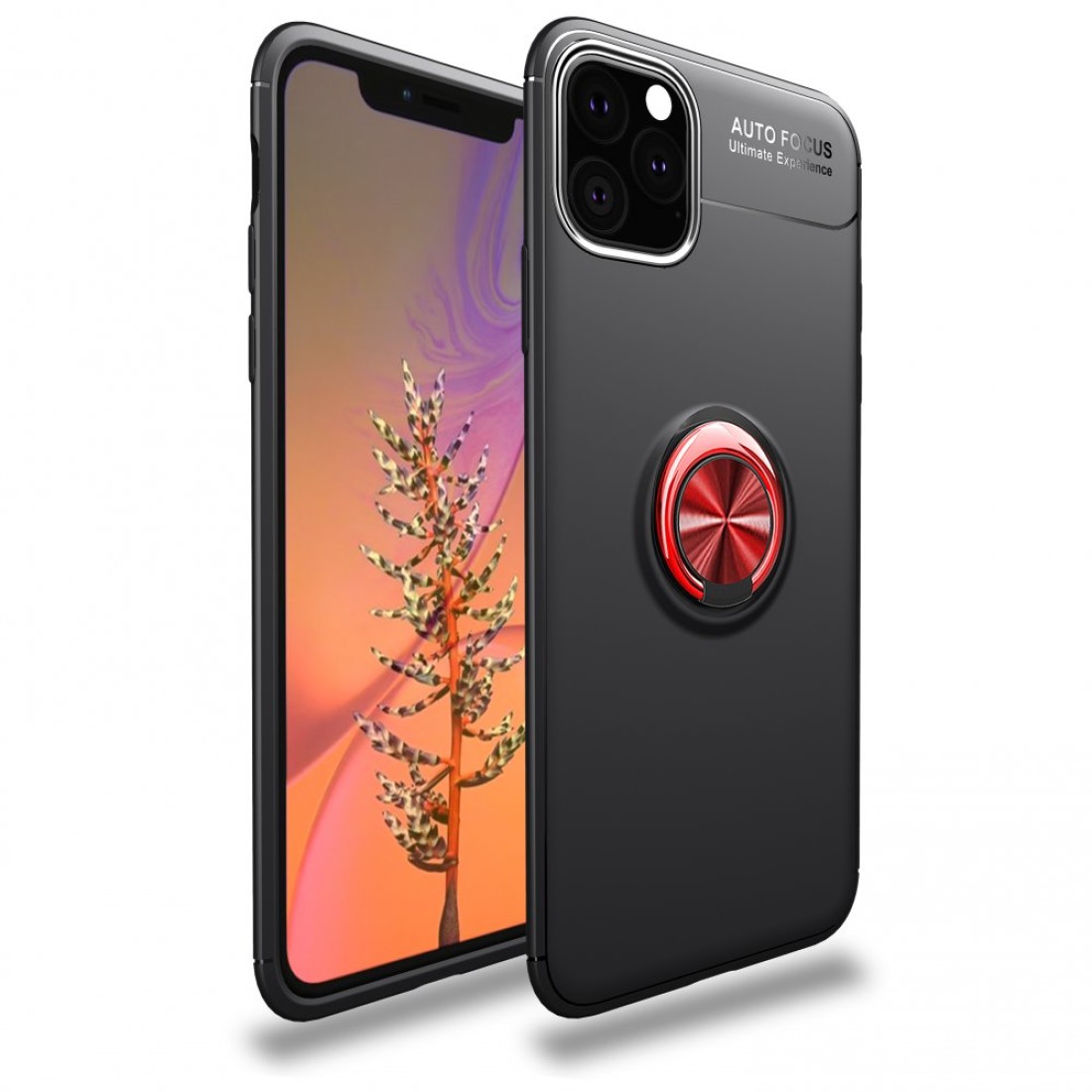  iPhone 11 Pro Kılıf Range Yüzüklü Silikon - Siyah-Kırmızı