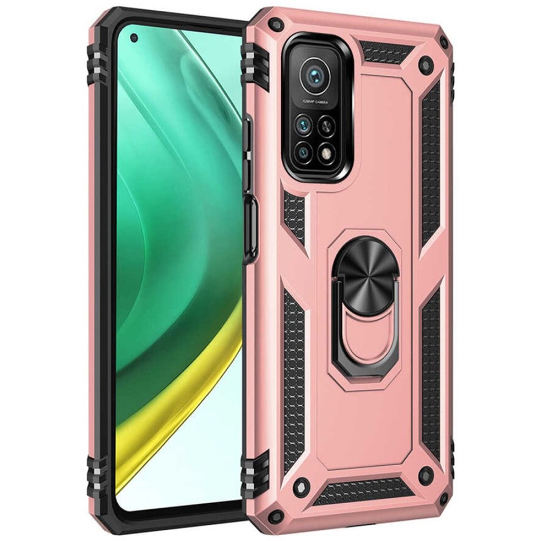  Xiaomi Mi 10T Pro Kılıf Sofya Yüzüklü Silikon Kapak - Rose