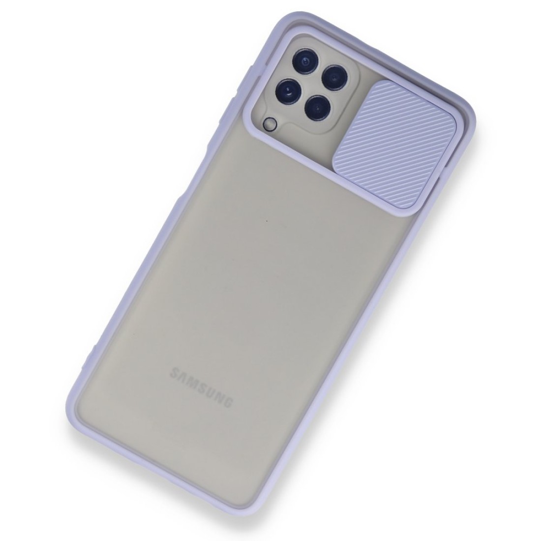  Samsung Galaxy M32 Kılıf Palm Buzlu Kamera Sürgülü Silikon - Lila