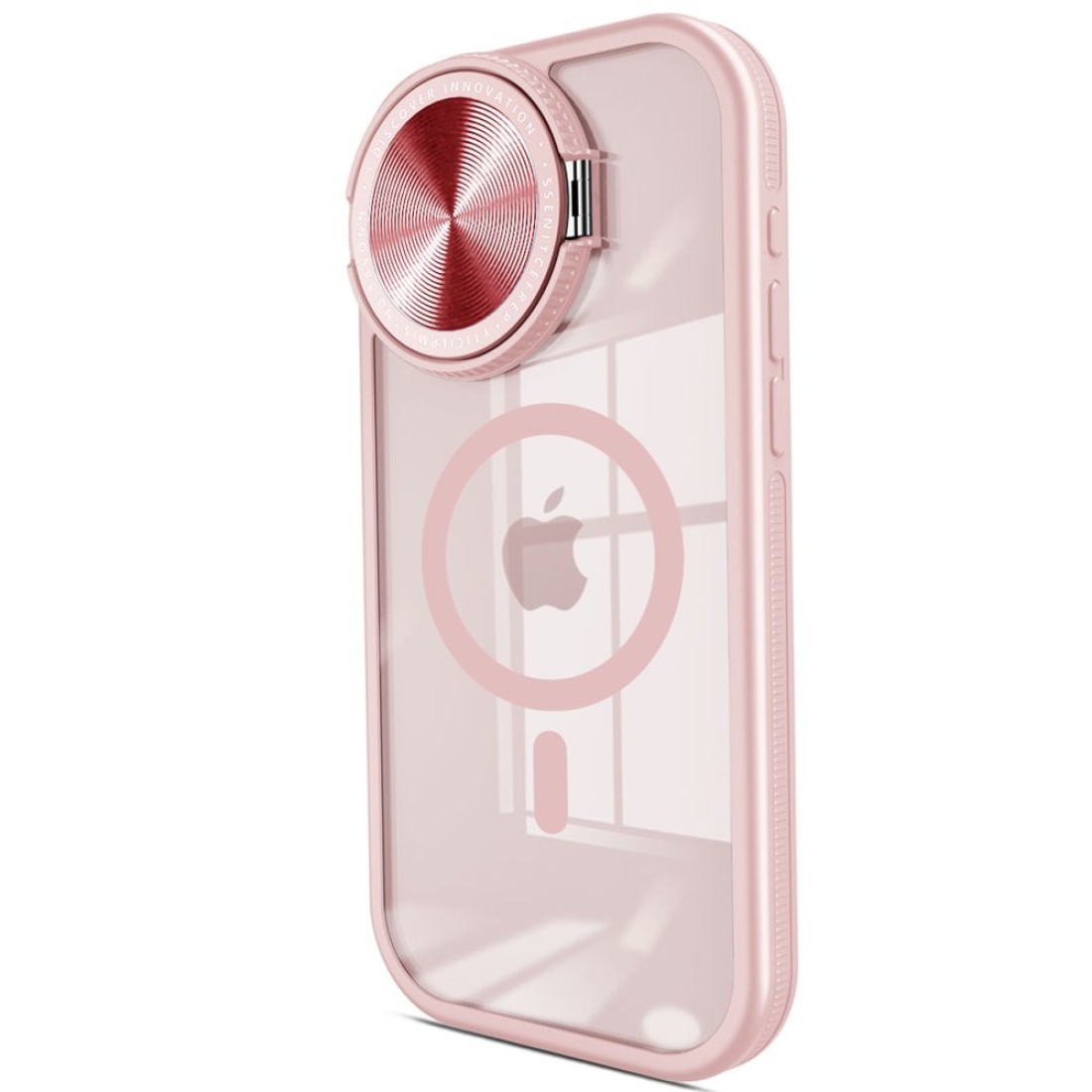  iPhone 15 Pro Max Kılıf Teleskop Lens Magsafe Silikon Kapak - Pembe