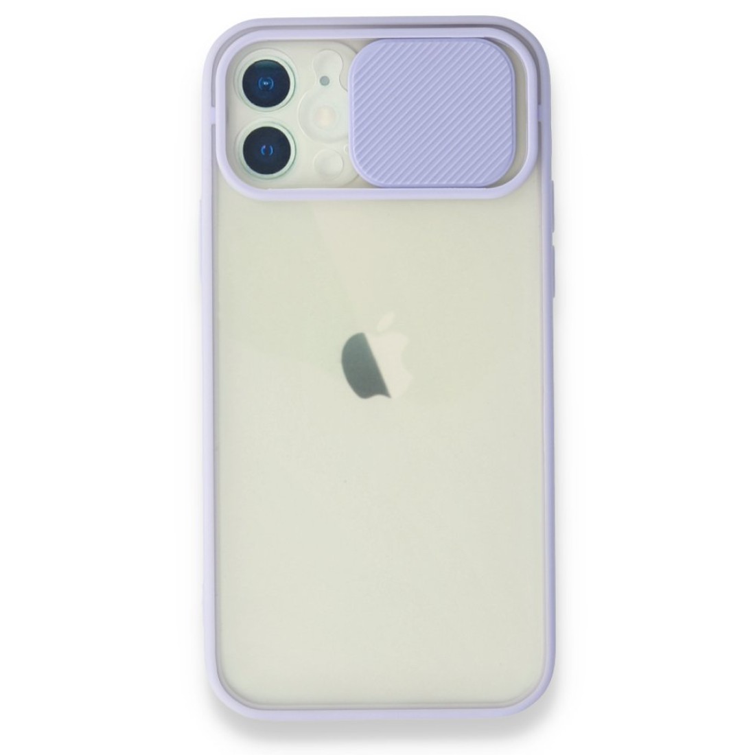  iPhone 12 Kılıf Palm Buzlu Kamera Sürgülü Silikon - Lila