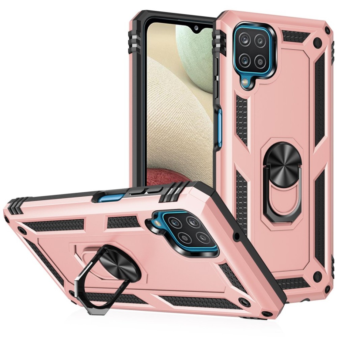  Samsung Galaxy M12 Kılıf Sofya Yüzüklü Silikon Kapak - Rose