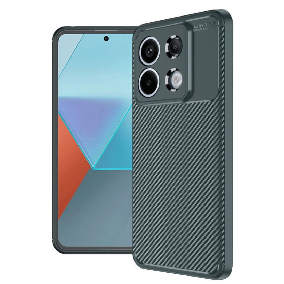  Xiaomi Poco M6 Pro 4G Kılıf Auto Focus Karbon Kapak - Koyu Yeşil