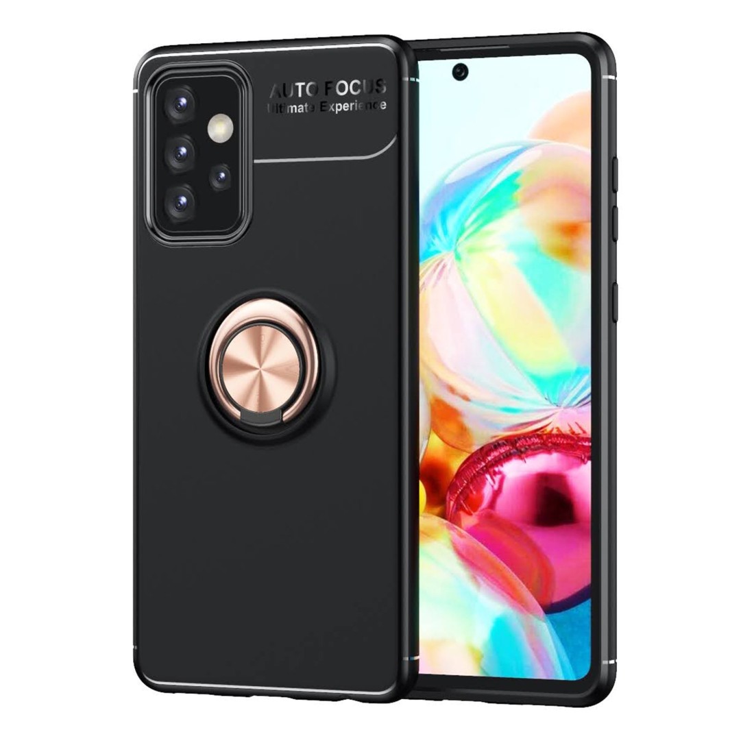  Samsung Galaxy A72 Kılıf Range Yüzüklü Silikon - Siyah-Gold