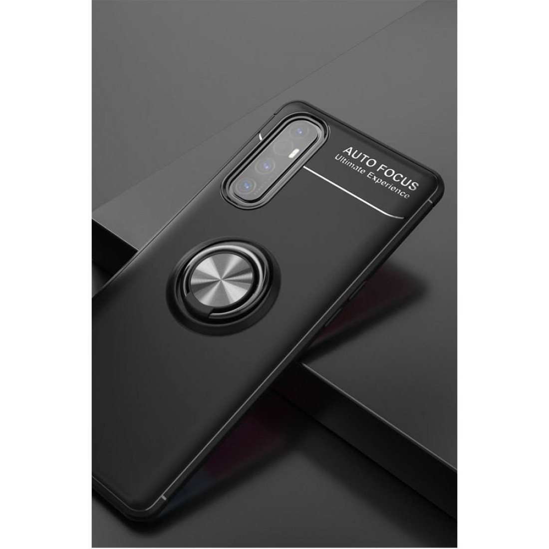  Oppo Reno 3 Pro Kılıf Range Yüzüklü Silikon - Siyah