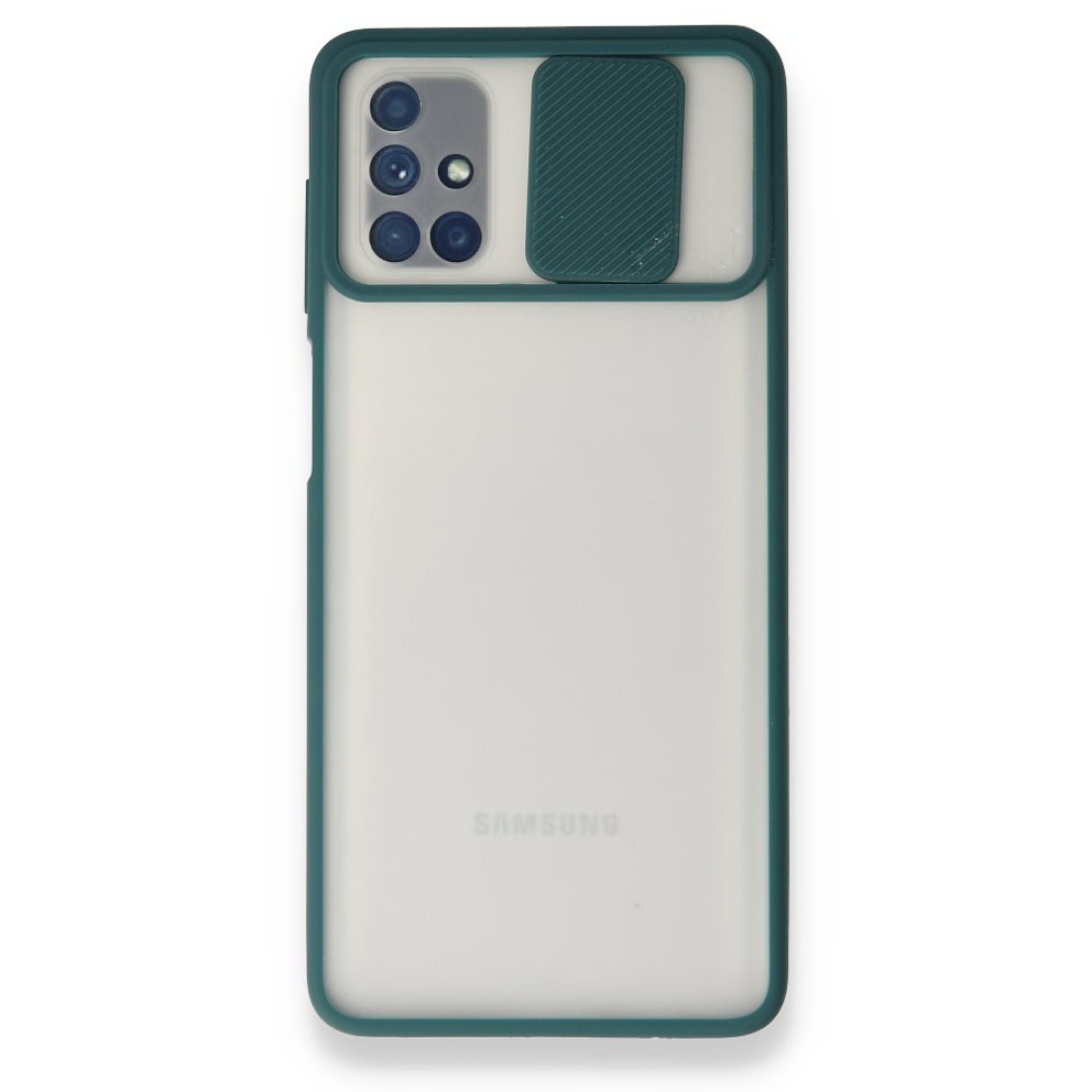  Samsung Galaxy M51 Kılıf Palm Buzlu Kamera Sürgülü Silikon - Yeşil