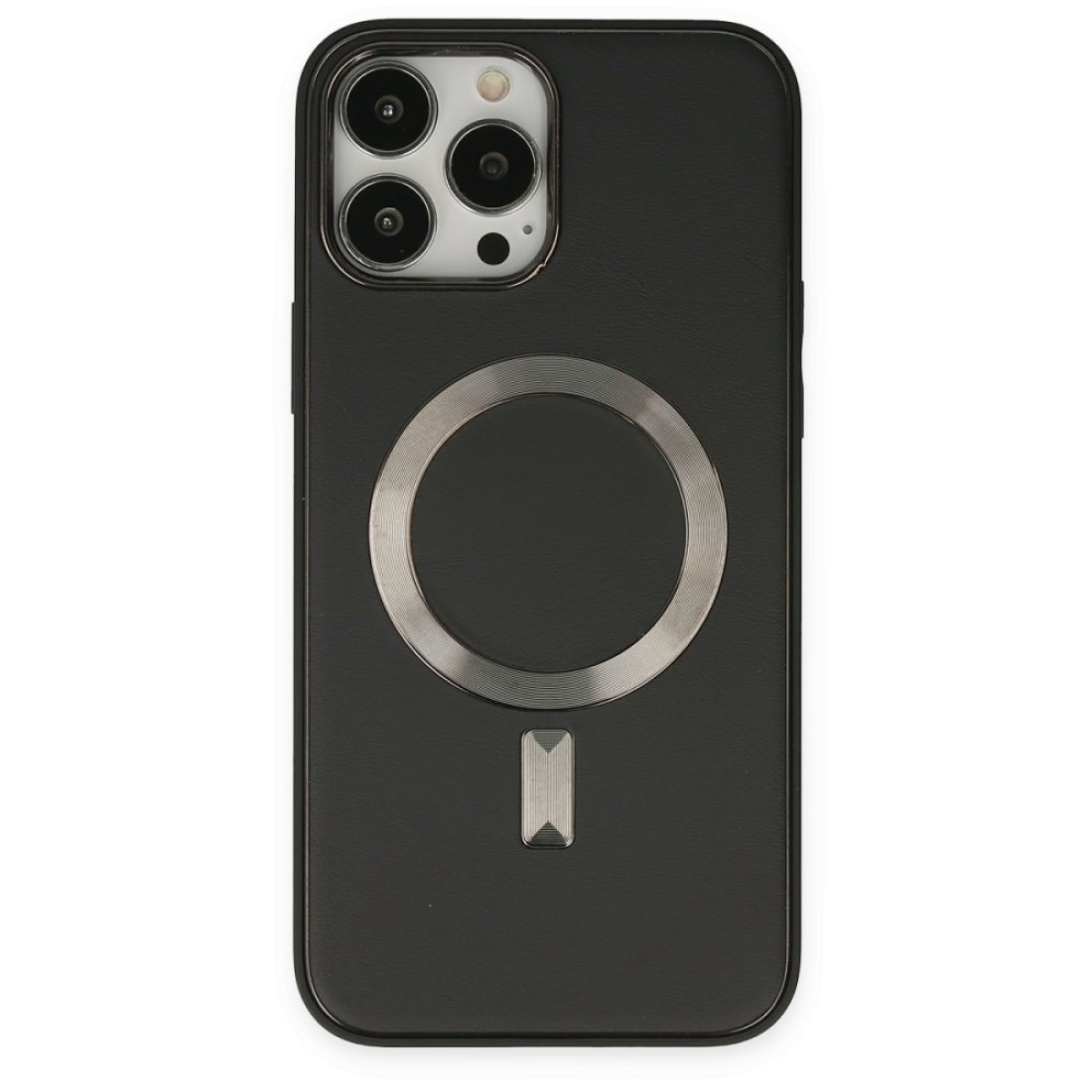  iPhone 13 Pro Max Kılıf Coco Deri Magneticsafe Silikon - Siyah