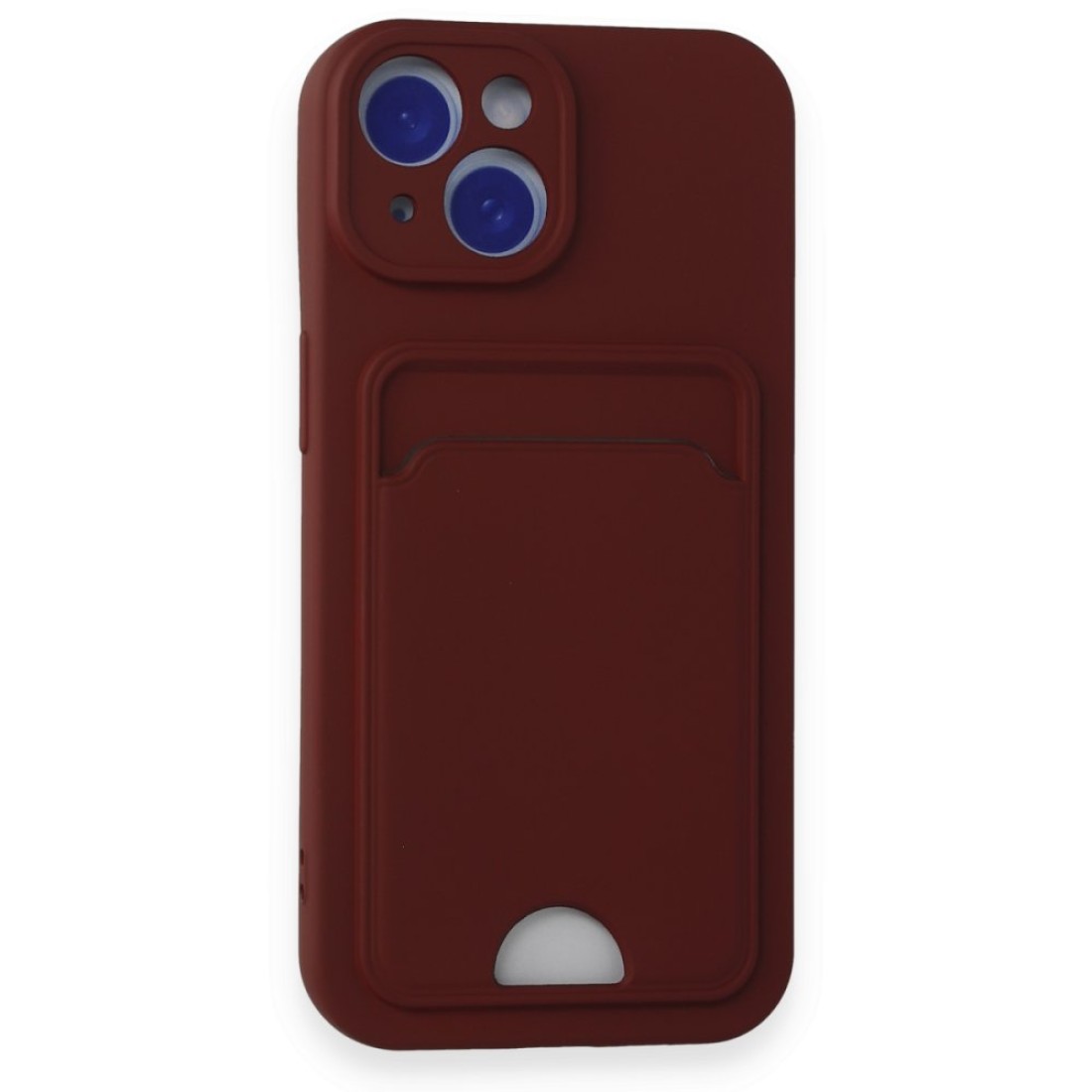  iPhone 15 Kılıf Kelvin Kartvizitli Silikon - Bordo